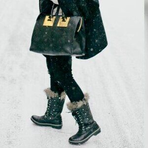 NEW Women's Quilted Black Waterproof Fleece Lined Sorel Winter Boots Size 6